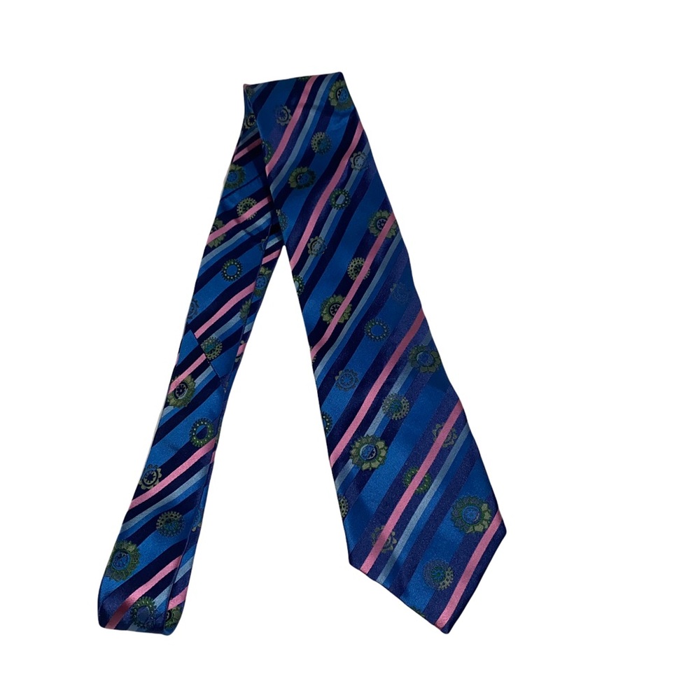 Ben Sherman Striped Neck Tie Pink Blue Silk Hand made